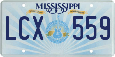 MS license plate LCX559