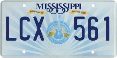 MS license plate LCX561