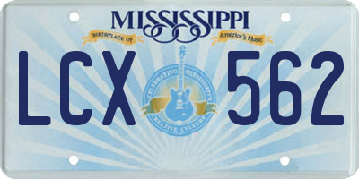 MS license plate LCX562