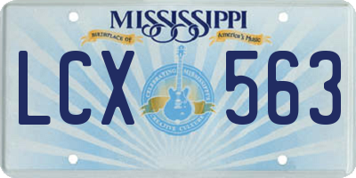 MS license plate LCX563
