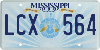 MS license plate LCX564