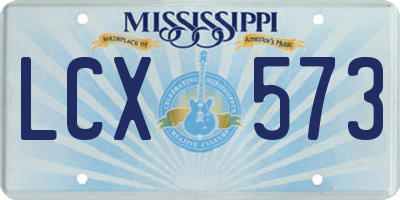 MS license plate LCX573