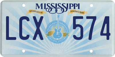 MS license plate LCX574