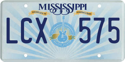 MS license plate LCX575