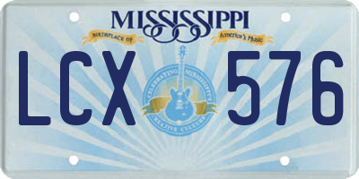 MS license plate LCX576