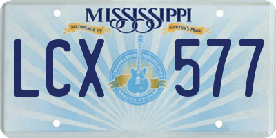 MS license plate LCX577