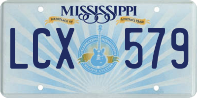MS license plate LCX579