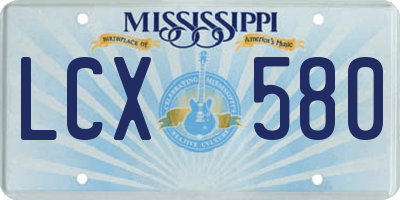 MS license plate LCX580