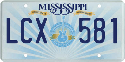 MS license plate LCX581