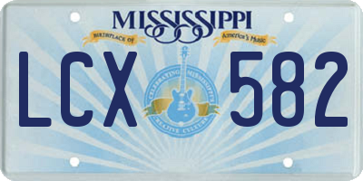 MS license plate LCX582
