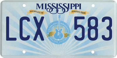 MS license plate LCX583