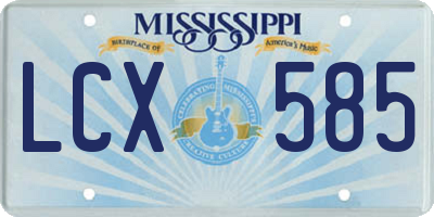 MS license plate LCX585