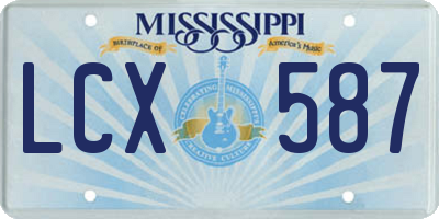MS license plate LCX587