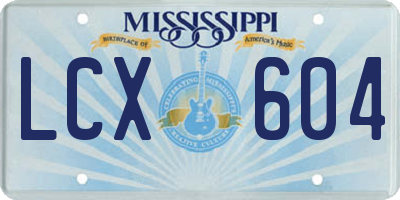 MS license plate LCX604