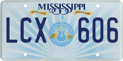 MS license plate LCX606