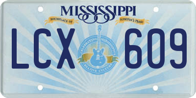MS license plate LCX609
