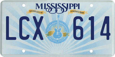 MS license plate LCX614