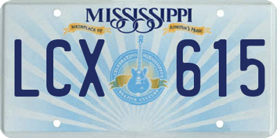 MS license plate LCX615