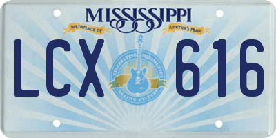 MS license plate LCX616
