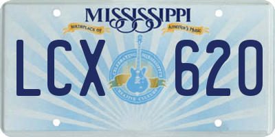 MS license plate LCX620