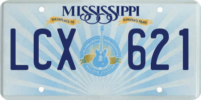 MS license plate LCX621
