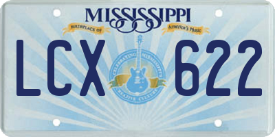 MS license plate LCX622