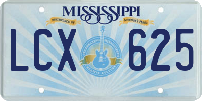 MS license plate LCX625