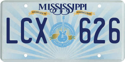 MS license plate LCX626