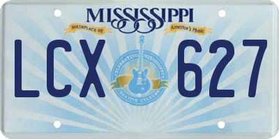 MS license plate LCX627