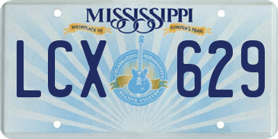 MS license plate LCX629