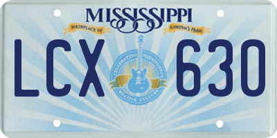 MS license plate LCX630