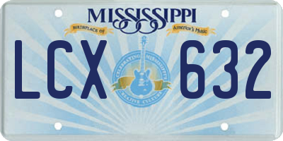 MS license plate LCX632