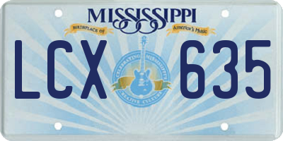 MS license plate LCX635