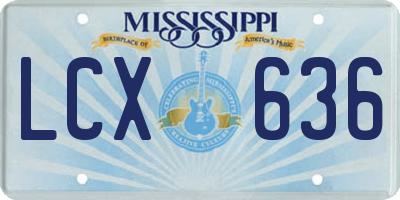 MS license plate LCX636
