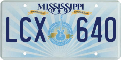 MS license plate LCX640