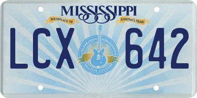MS license plate LCX642