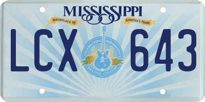 MS license plate LCX643