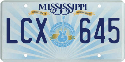 MS license plate LCX645