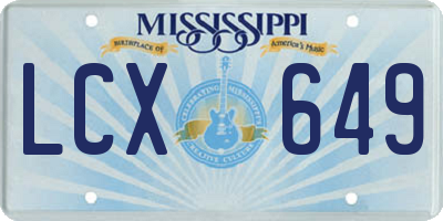 MS license plate LCX649