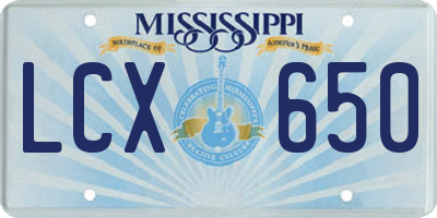 MS license plate LCX650