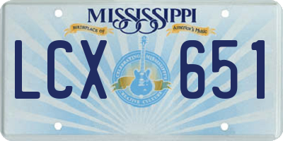 MS license plate LCX651