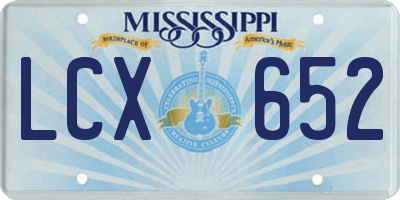 MS license plate LCX652