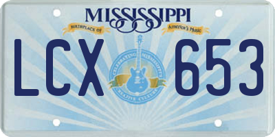MS license plate LCX653