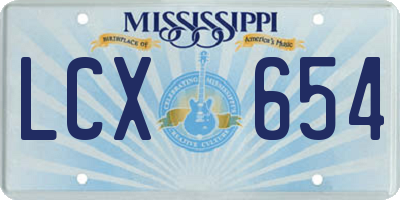 MS license plate LCX654