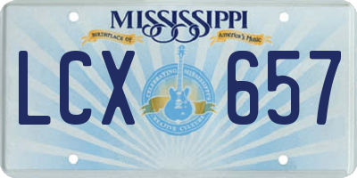 MS license plate LCX657