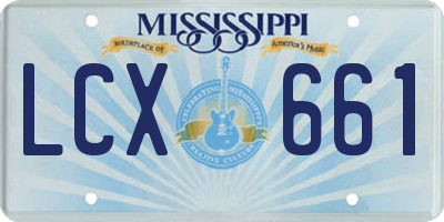 MS license plate LCX661