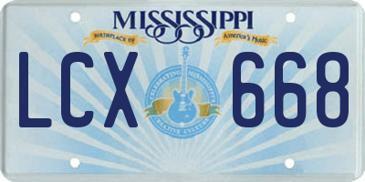 MS license plate LCX668