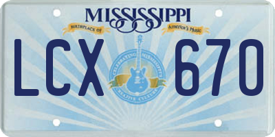 MS license plate LCX670