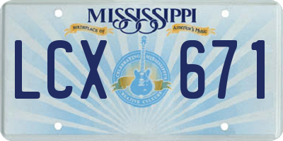 MS license plate LCX671