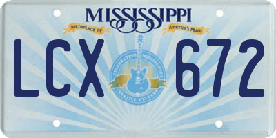 MS license plate LCX672